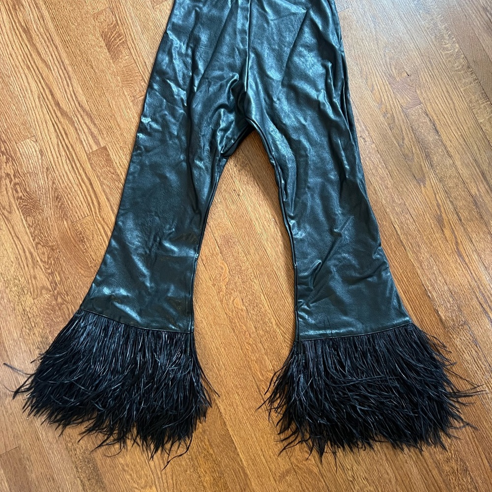 Commando Black Flared women’s Pants with feathers